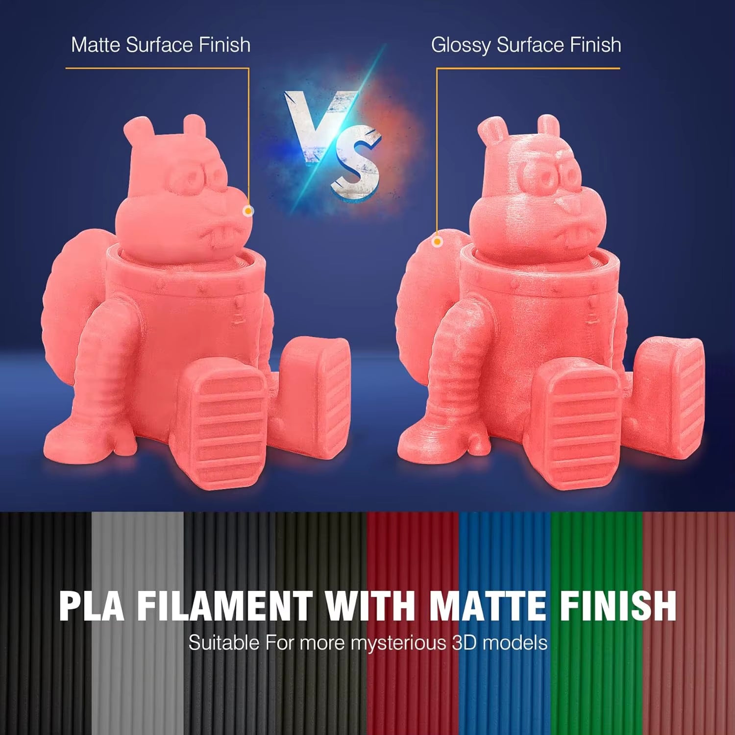 1KG PLA Matte 3D Printer Filament 1.75Mm 1000G Spool (2.2Lbs) Neatly Arranged No Knot Filament Fit Most FDM Printer